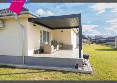 Bioklimatikus pergola ház mellé Győrszemere, modern árnyékolás