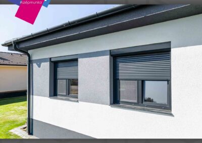 Antracit motoros alumínium redőny Hédervár épületén