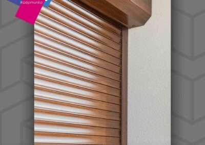 Alumínium redőny Pázdon, dió színű felülettel és motoros árnyékolással.