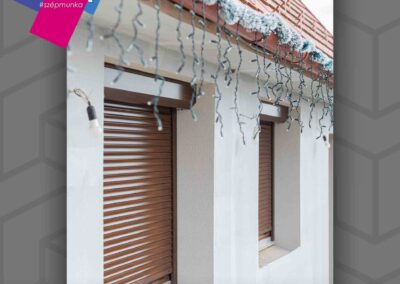 Motoros alumínium redőny dió színben Pázdon, belátásgátló árnyékolás.