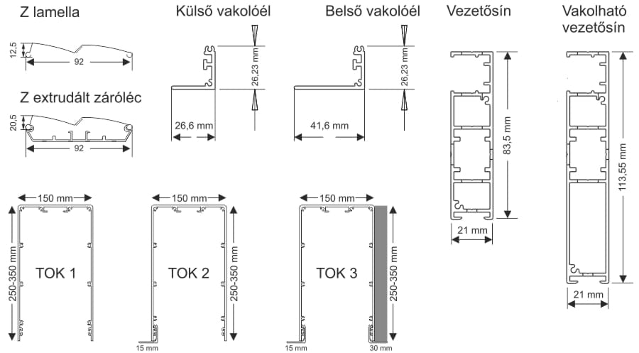R-M Z-90 kültéri zsaluzia profilok R-M Z-90 kültéri zsaluzia profilok